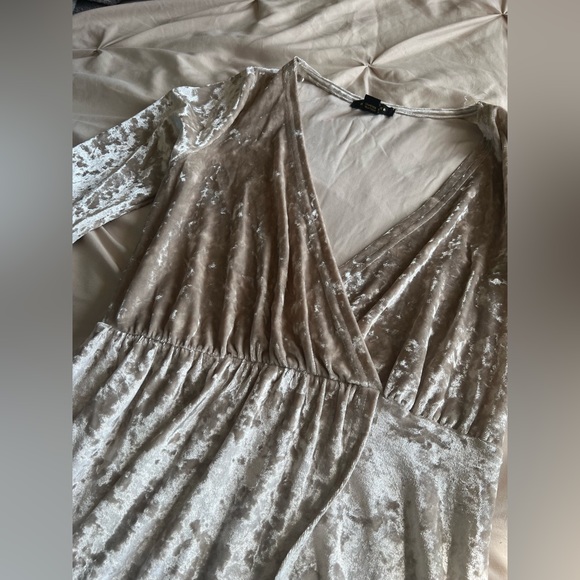 FASHION NOVA Champagne Velvet Mini Dress - Picture 2 of 3